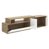 Mobile Porta tv Bianco Marrone Rovere Nodi Modulabile 5 Ripiani 40x185x47h cm, 3 Ante - Benton