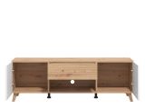 Mobile Porta tv Bianco Marrone Rovere Nodi un Cassetto un Ripiano 147.5x41.5x49h cm, 2 Ante - Morengo