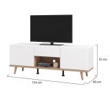 Mobile Porta tv Bianco Marrone Rovere Nodi un Cassetto un Ripiano 154x40x55h cm, 2 Ante - Stra
