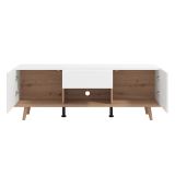 Mobile Porta tv Bianco Marrone Rovere Nodi un Cassetto un Ripiano 154x40x55h cm, 2 Ante - Stra