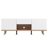 Mobile Porta tv Bianco Marrone Rovere Nodi un Cassetto un Ripiano 154x40x55h cm, 2 Ante - Stra
