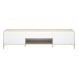 Mobile Porta tv Bianco Marrone Rovere un Cassetto 4 Ripiani 39x197x50h cm, 2 Ante - Yreka