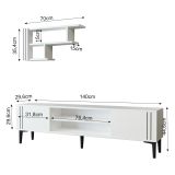 Mobile Porta tv Bianco Nero 3 Ripiani 2 Ante 140x30x45h cm, con Mensola Inclusa - Tusa