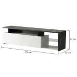Mobile Porta tv Bianco Nero Antracite 6 Ripiani 5 Vani 170x42x47h cm, Un'anta - Induno