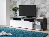 Mobile Porta tv Bianco Nero Antracite 6 Ripiani 5 Vani 170x42x47h cm, Un'anta - Induno