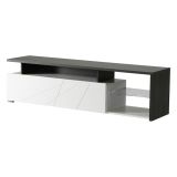 Mobile Porta tv Bianco Nero Antracite 6 Ripiani Un&#039;anta 170x41.5x46.5h cm, Dettaglio Geometrico, Ripiano in Vetro - Induno