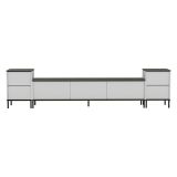 Mobile Porta tv Bianco Nero Marmo 2 Ripiani 5 Ante 260x35x45h cm, con Finiture oro - Cortin