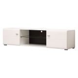 Mobile Porta tv Bianco Nero un Ripiano 2 Ante 170x41.5x41.5h cm, Ripiano in Vetro - Furci
