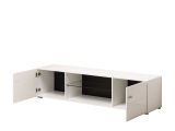 Mobile Porta tv Bianco Nero un Ripiano 2 Ante 170x41.5x41.5h cm, Ripiano in Vetro - Furci