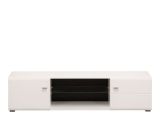 Mobile Porta tv Bianco Nero un Ripiano 2 Ante 170x41.5x41.5h cm, Ripiano in Vetro - Furci