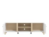 Mobile Porta tv Bianco Opaco Marrone Rovere 2 Ripiani 4 Vani 176x40x52h cm, 2 Ante - Dragoni