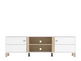 Mobile Porta tv Bianco Opaco Marrone Rovere 2 Ripiani 4 Vani 176x40x52h cm, 2 Ante - Dragoni
