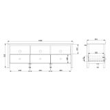 Mobile Porta tv Bianco Opaco Marrone Rovere 3 Cassetti 4 Ripiani 143x40x54h cm, con Piedini - Tiarno
