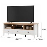 Mobile Porta tv Bianco Opaco Marrone Rovere 3 Cassetti 4 Ripiani 143x40x54h cm, con Piedini - Tiarno