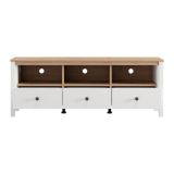 Mobile Porta tv Bianco Opaco Marrone Rovere 3 Cassetti 4 Ripiani 143x40x54h cm, con Piedini - Tiarno