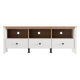 Mobile Porta tv Bianco Opaco Marrone Rovere 3 Cassetti 4 Ripiani 143x40x54h cm, con Piedini - Tiarno