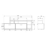 Mobile Porta tv Bianco Opaco Marrone Rovere 5 Ripiani 2 Ante 189x42x61h cm, con Piedini - Casola