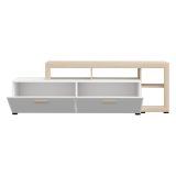 Mobile Porta tv Bianco Opaco Marrone Rovere 5 Ripiani 2 Ante 189x42x61h cm, con Piedini - Casola