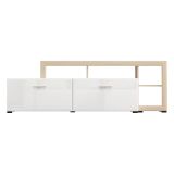 Mobile Porta tv Bianco Opaco Marrone Rovere 5 Ripiani 2 Ante 189x42x61h cm, con Piedini - Casola