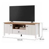 Mobile Porta tv Bianco Opaco Marrone Rovere un Cassetto 2 Ripiani 143x40x53h cm, 2 Ante - Sampe