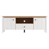 Mobile Porta tv Bianco Opaco Marrone Rovere un Cassetto 2 Ripiani 143x40x53h cm, 2 Ante - Sampe