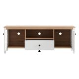 Mobile Porta tv Bianco Opaco Marrone Rovere un Cassetto 2 Ripiani 143x40x53h cm, 2 Ante - Sampe