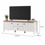Mobile Porta tv Bianco Opaco Marrone Rovere un Cassetto un Ripiano 163x40x53h cm, 2 Ante - Zavatt