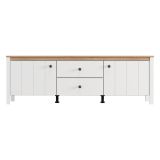 Mobile Porta tv Bianco Opaco Marrone Rovere un Cassetto un Ripiano 163x40x53h cm, 2 Ante - Zavatt