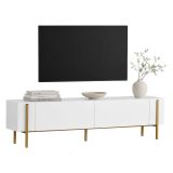 Mobile Porta tv Bianco oro 2 Ante 4 Vani 180x30x45h cm, Apertura a Ribalta - Noga