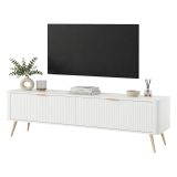 Mobile Porta tv Bianco oro 2 Ripiani 2 Ante 163x38x51h cm, Ante Effetto Rigato con Piedini - Kalase