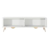 Mobile Porta tv Bianco oro 2 Ripiani 2 Ante 163x38x51h cm, Ante Effetto Rigato con Piedini - Kalase