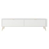 Mobile Porta tv Bianco oro 2 Ripiani 2 Ante 200x38x51h cm, Ante Effetto Rigato con Piedini - Kala