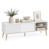 Mobile Porta tv Bianco oro 2 Ripiani Un'anta 135x40x48h cm, con Piedini - Lilemi