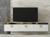 Mobile Porta tv Bianco oro 3 Ante 3 Vani 150x30x45h cm, Apertura a Ribalta - Fiore