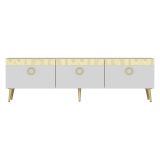 Mobile Porta tv Bianco oro 3 Ante 3 Vani 150x30x45h cm, Apertura a Ribalta - Fiore