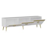 Mobile Porta tv Bianco oro 3 Ante 3 Vani 150x30x45h cm, Apertura a Ribalta - Fiore