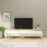 Mobile Porta tv Bianco oro 3 Ante 3 Vani 180x30x45h cm, Apertura a Ribalta - Liberi