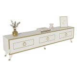 Mobile Porta tv Bianco oro 3 Ante 3 Vani 180x30x45h cm, Apertura a Ribalta - Liberi
