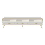 Mobile Porta tv Bianco oro 3 Ante 3 Vani 180x30x45h cm, Apertura a Ribalta - Liberi