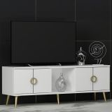 Mobile Porta tv Bianco oro 4 Ante 3 Vani 120x30x45h cm, Apertura a Ribalta - Ravarino