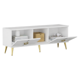 Mobile Porta tv Bianco oro 4 Ante 3 Vani 120x30x45h cm, Apertura a Ribalta - Ravarino