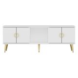 Mobile Porta tv Bianco oro 4 Ante 3 Vani 120x30x45h cm, Apertura a Ribalta - Ravarino