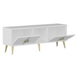Mobile Porta tv Bianco oro 4 Ante 3 Vani 120x30x45h cm, Apertura a Ribalta - Ravarino