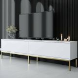 Mobile Porta tv Bianco oro Cassetti un Ripiano 180x30x47h cm, 2 Ante - Espero