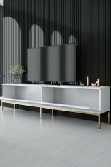 Mobile Porta tv Bianco oro Cassetti un Ripiano 180x30x47h cm, 2 Ante - Espero