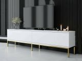 Mobile Porta tv Bianco oro Cassetti un Ripiano 180x30x47h cm, 2 Ante - Espero