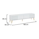 Mobile Porta tv Bianco oro un Ripiano 2 Ante 180x40x48h cm, con Piedini - Lilelora