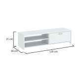 Mobile Porta tv Bianco un Cassetto 2 Ripiani 120x39x31h cm, 2 Vani - Lilali