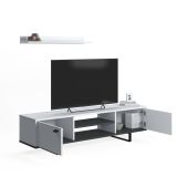 Mobile Porta tv Bianco un Ripiano 2 Ante 150x44x35h cm, 4 Vani