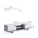 Mobile Porta tv Bianco un Ripiano 2 Ante 150x44x35h cm, 4 Vani